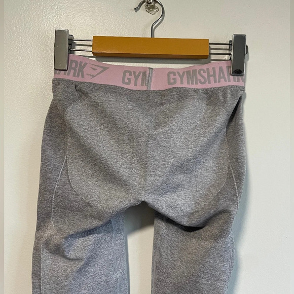 Gymshark Heather Grey Flex Leggings With Baby Pink Band - Picture 10 of 10